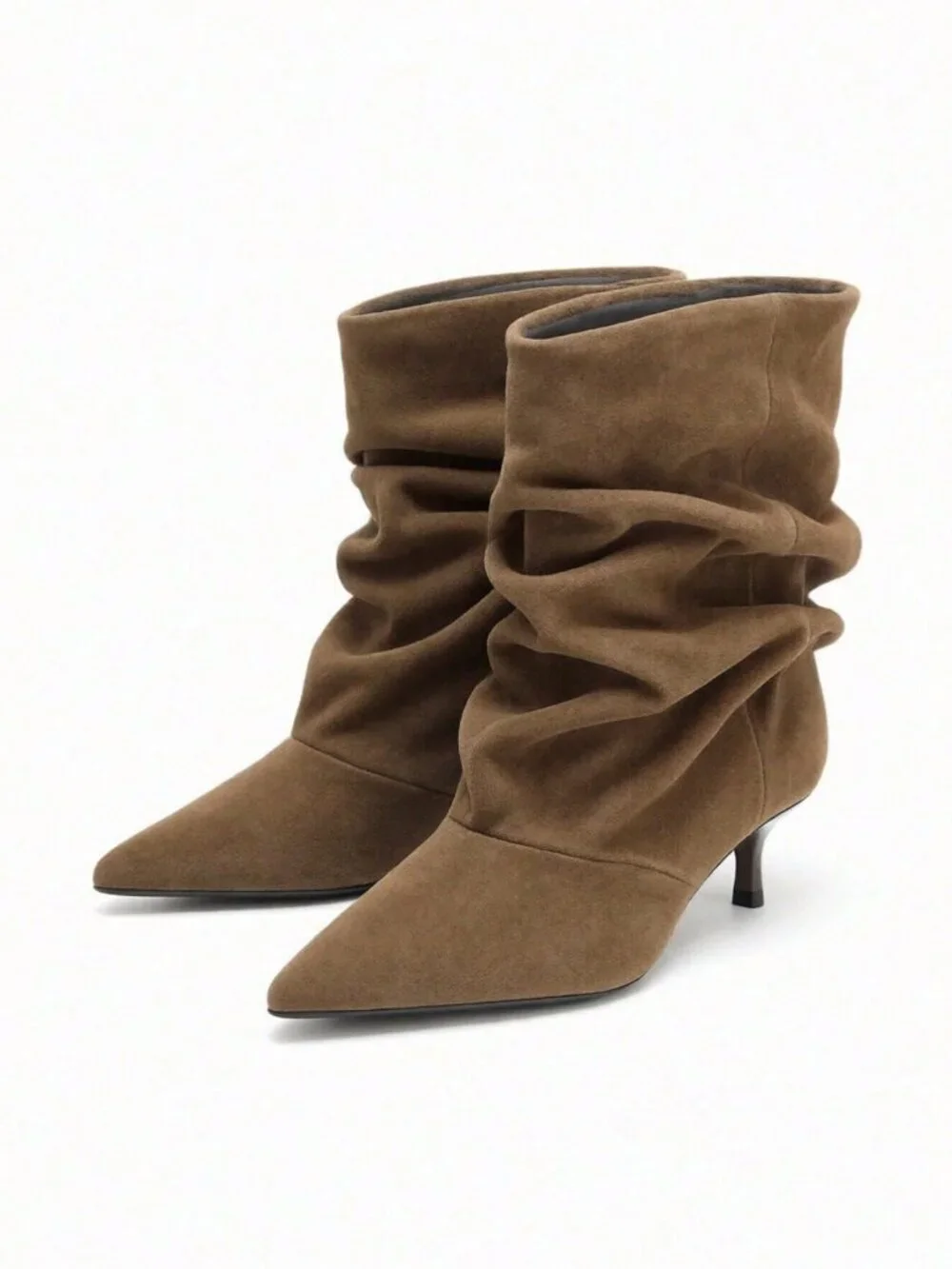 Khaki Boho Women's Pleated heeled Boots